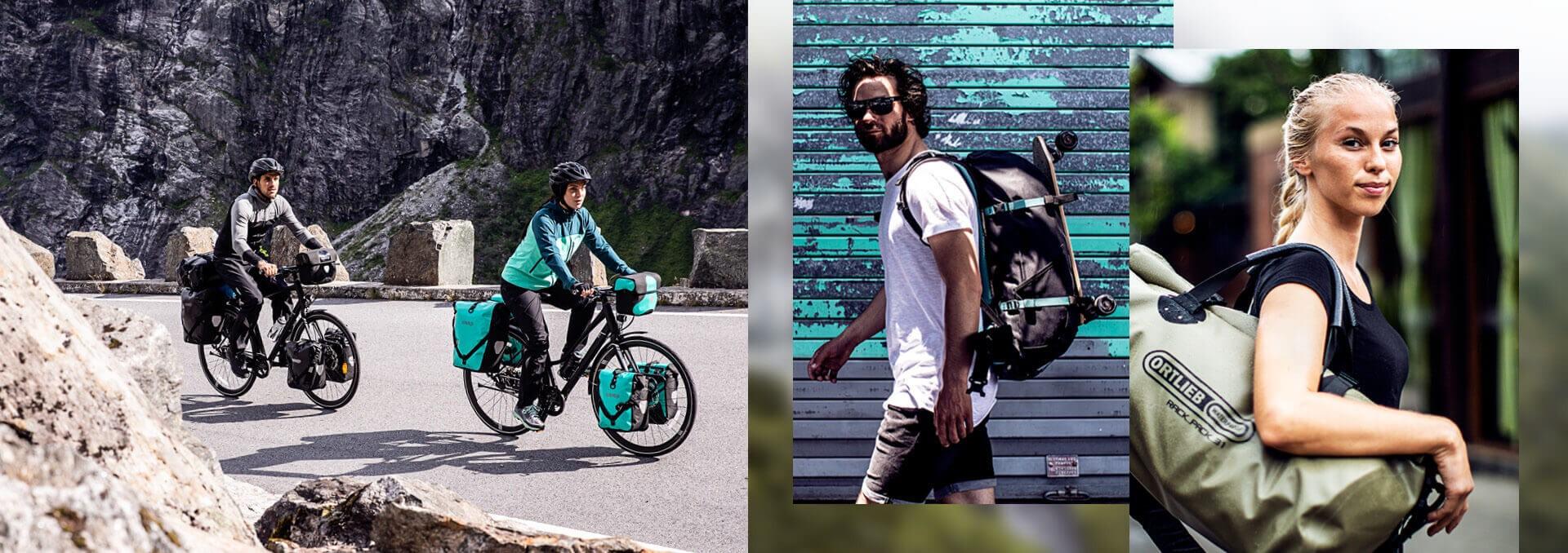 Das Bild thematisiert aktuelle E-Bike Trends für 2024 und zeigt zwei Radfahrer auf modernen E-Bikes.