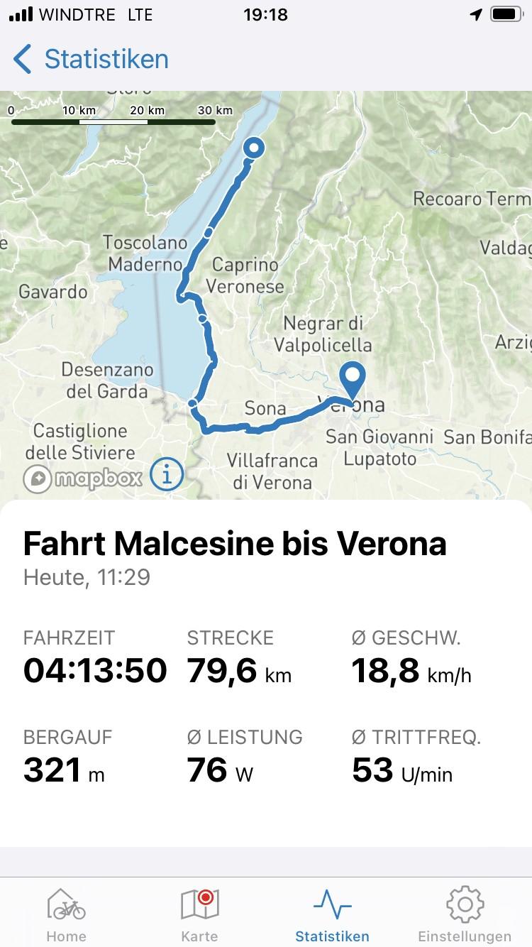 Das Bild zeigt den dritten Abschnitt einer Tour um den Gardasee