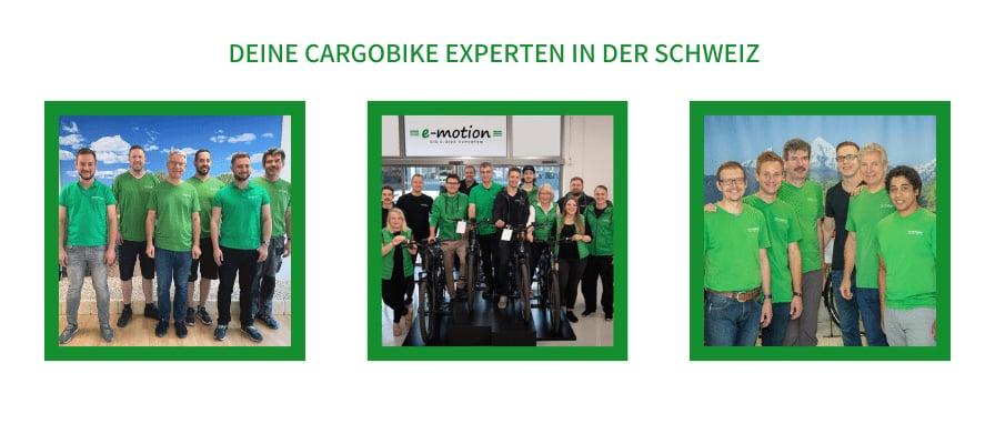 Cargobike Experten Schweiz - Team in grünen T-Shirts
