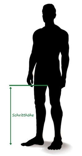 Guideline zur Messung der Schritthöhe für die passende E-Bike Rahmenhöhe.