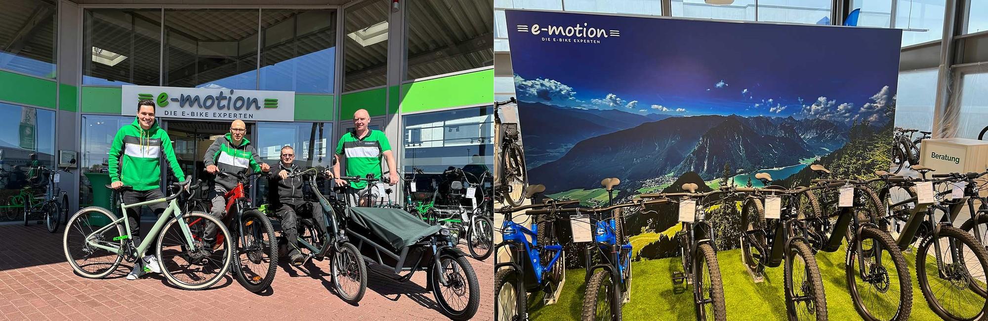 Das Bild zeigt eine E-Bike-Ausstellung der e-motion E-Bike Welt in Eberswalde.