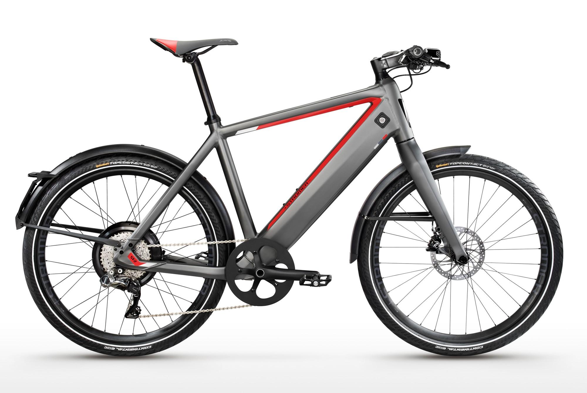 Das Bild zeigt ein Stromer ST2 E-Bike, das durch sein modernes und minimalistisches Design besticht. Der Rahmen ist