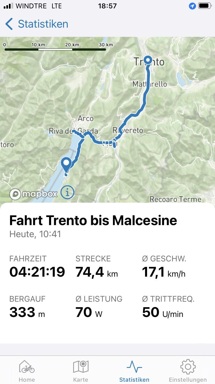 Das Bild zeigt den zweiten Abschnitt einer Tour um den Gardasee