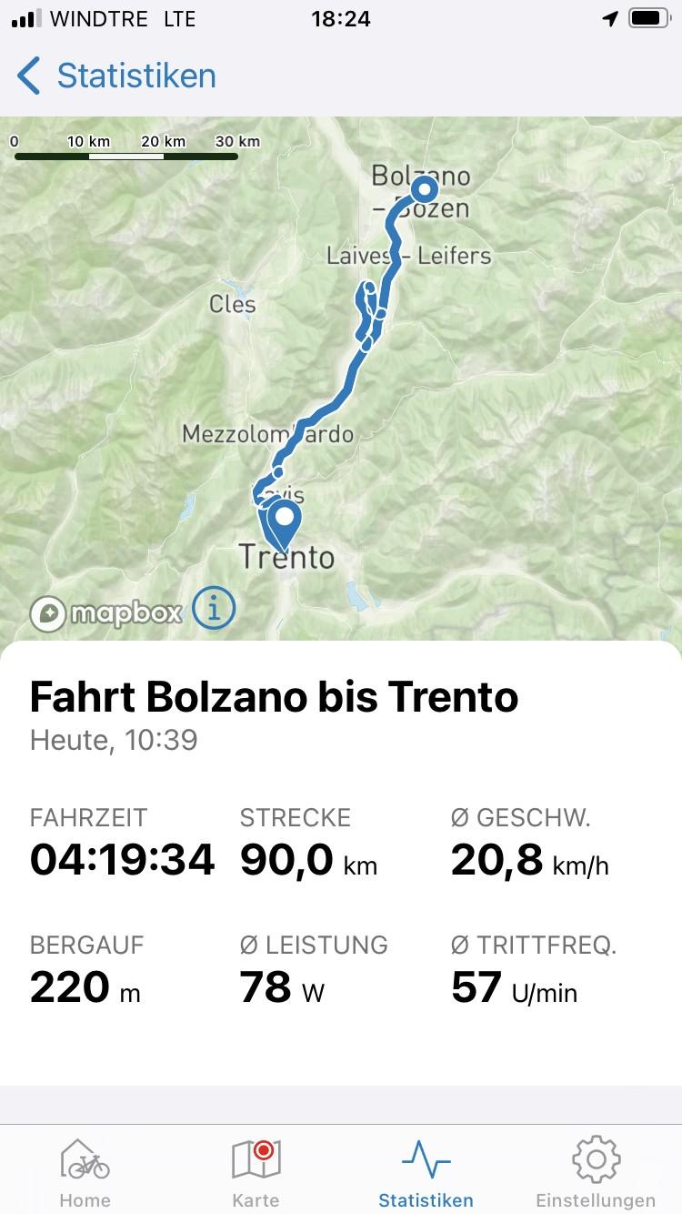 Das Bild zeigt den ersten Abschnitt einer Tour um den Gardasee