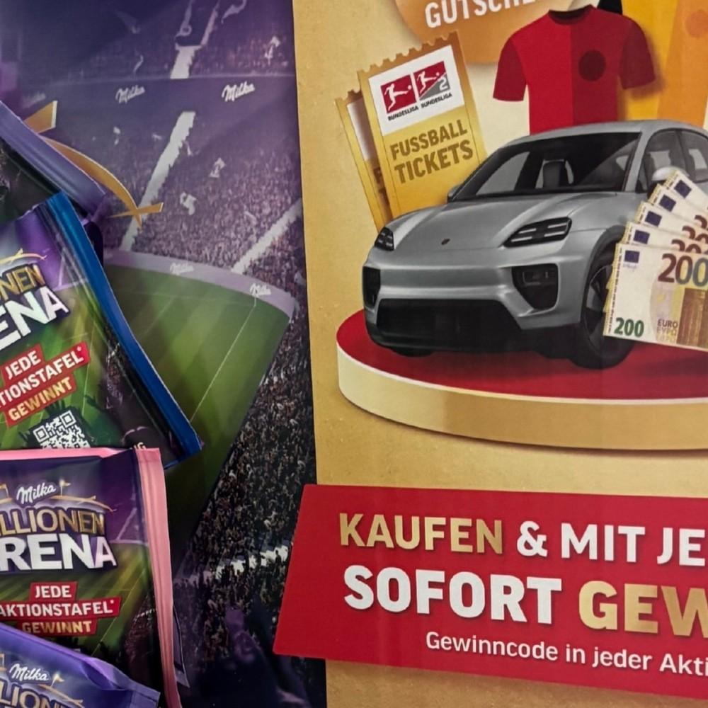 Gewinne mit Milka: E-Bikes, Autos, Fußballtickets und mehr. Jeder Kauf einer Aktions-Tafel bietet Sofortgewinne!