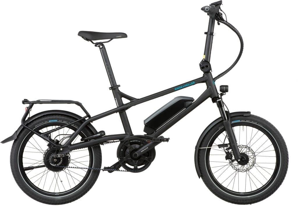 Kompaktes faltbares E-Bike Tern Vektron in Schwarz mit Mittelmotor