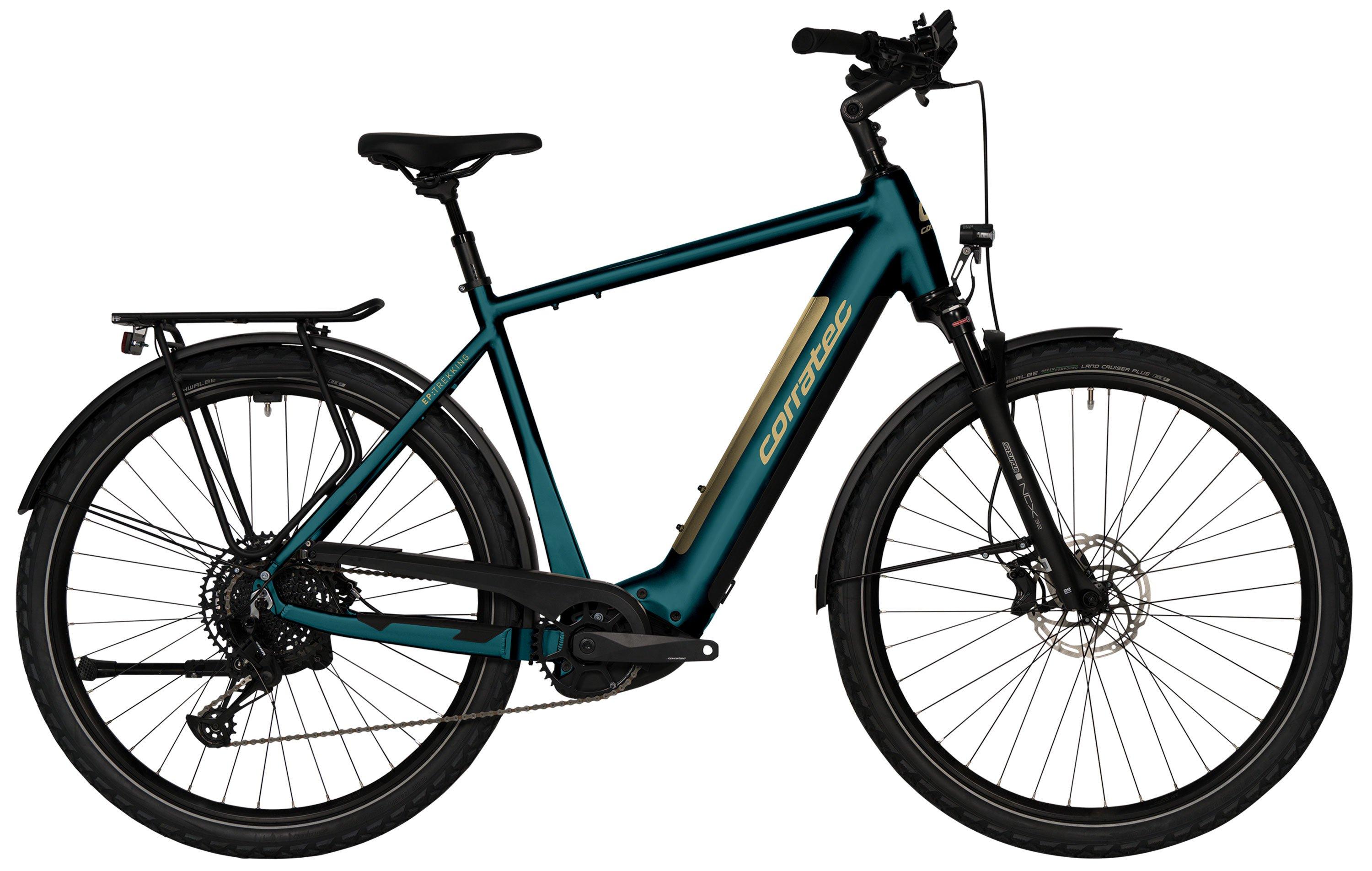 Corratec E-Power Trekking 28 CX8 Belt Gent Blau/Türkis/Gold