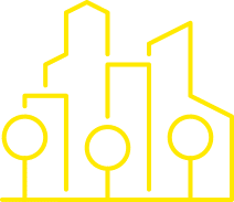 Stilvolles Enviolo Icon mit Stadtsilhouette, ideal für die Darstellung von urbanen Fahrradkomponenten.