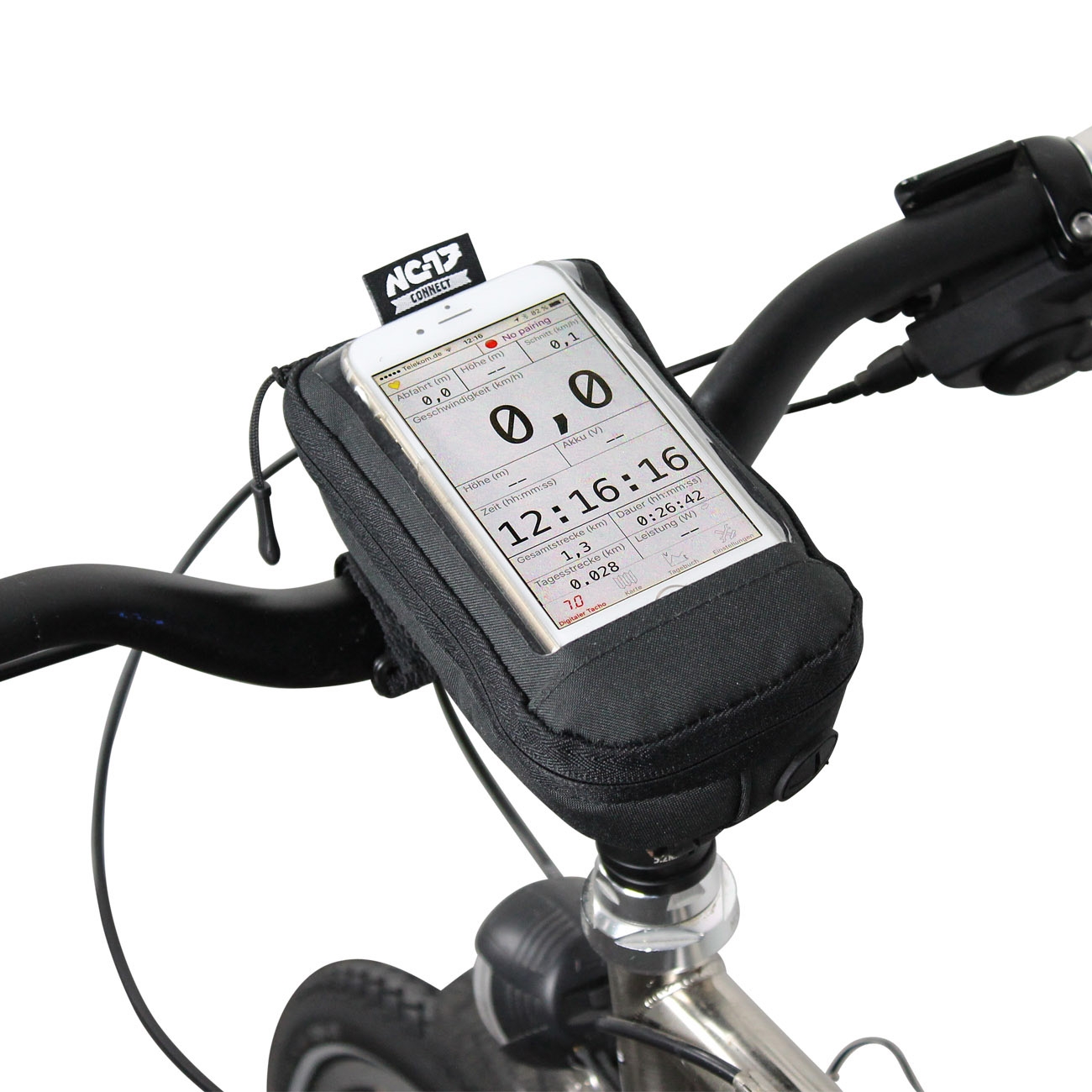 Praktische NC-17 Smartphonehalterung für Lenker, um einfache Navigation und Datenanzeige während der Fahrt zu ermög