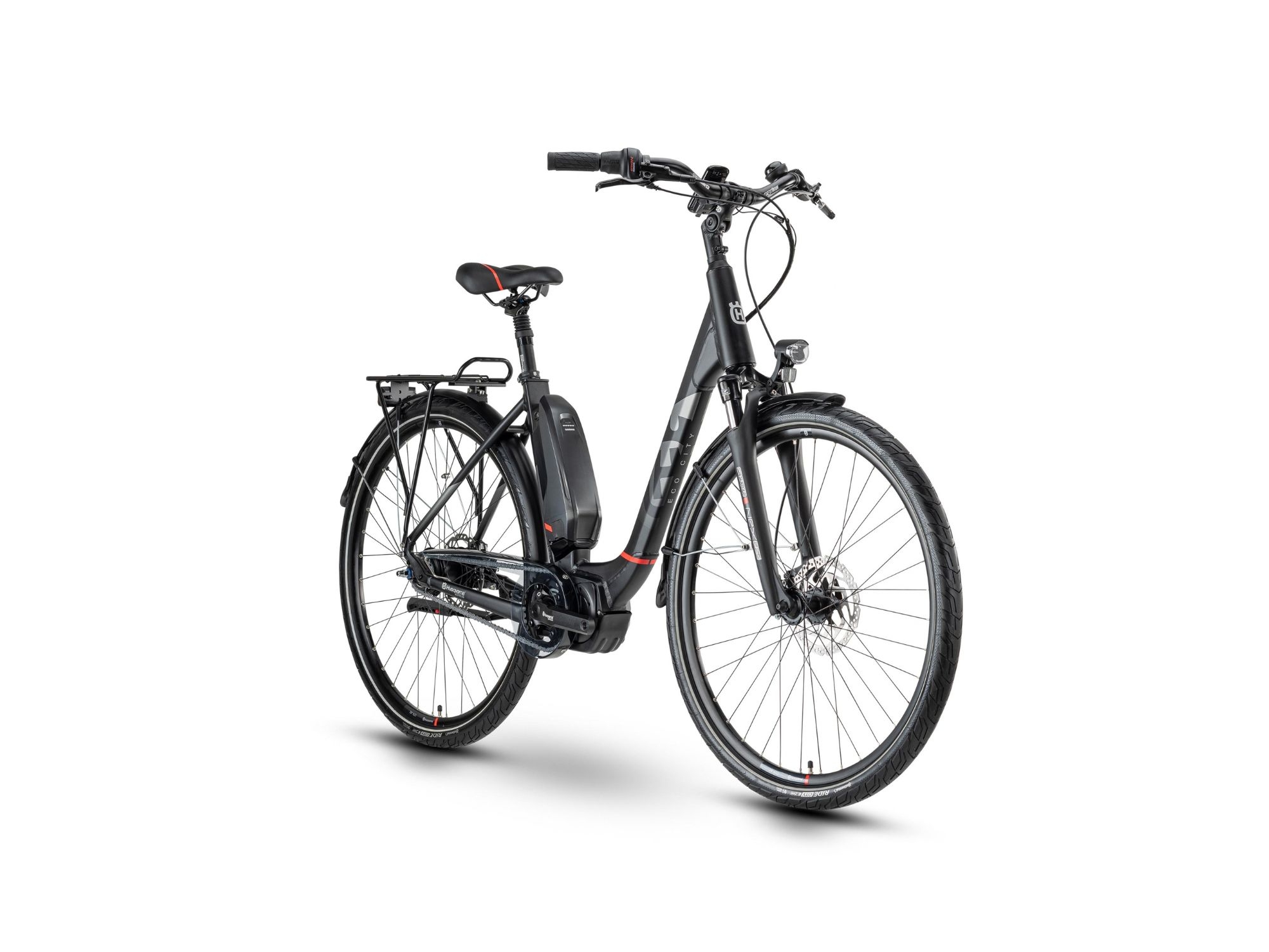 ECOCITY 4 E-Bike in Anthrazit, Silber und Rot