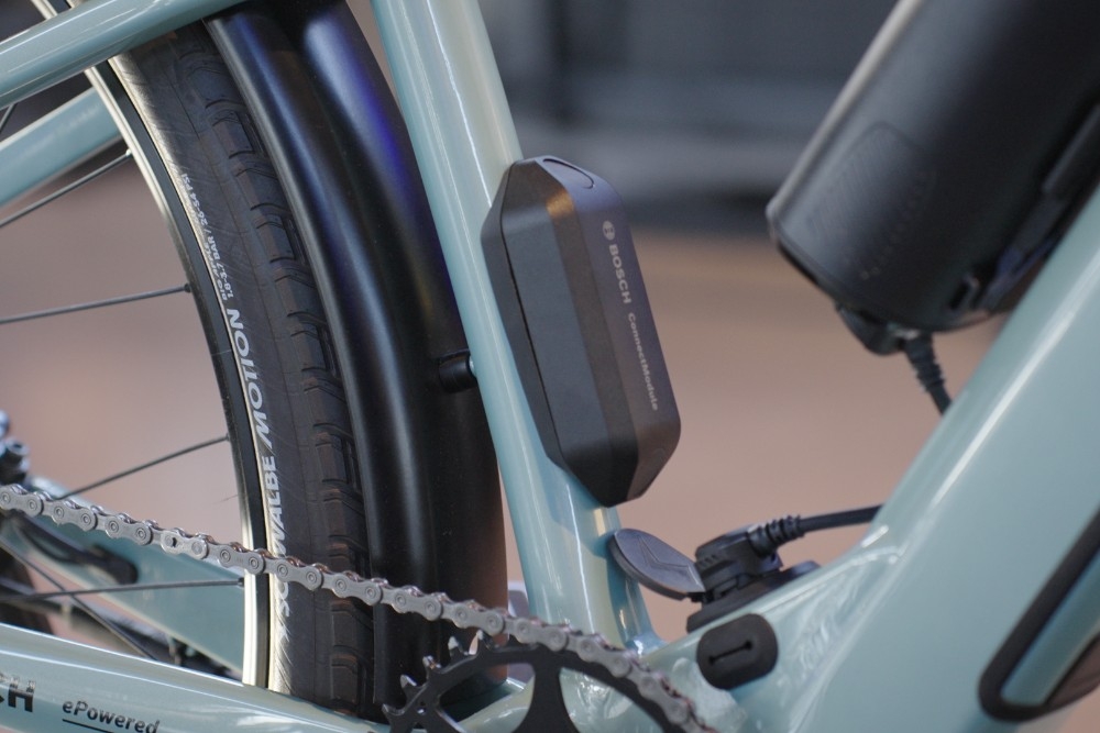 Bosch Connect Module am e-Bike für intelligente Vernetzung und Diebstahlschutz.