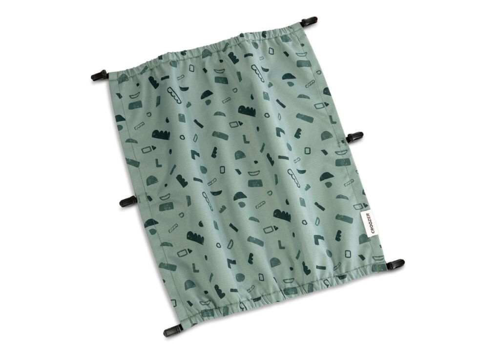 Stylischer Sonnenschutz für den Croozer Kid Zweisitzer in Jungle Green. Perfekt für den optimalen Schutz Ihrer Klei