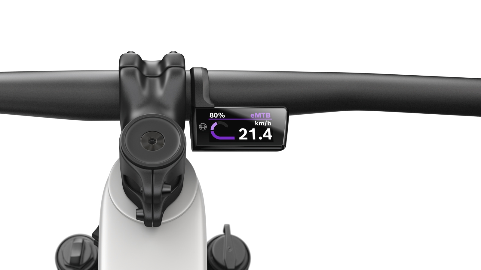 Das Bosch Purion 400 Display für eMTBs bietet klare, intuitive Informationen direkt am Lenker. Perfekt für moderne