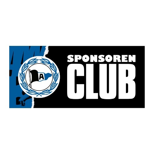Das Bild zeigt ein digitales Logo eines Sponsoren-Clubs, ergänzt durch das Vereinslogo von Arminia Bielefeld.