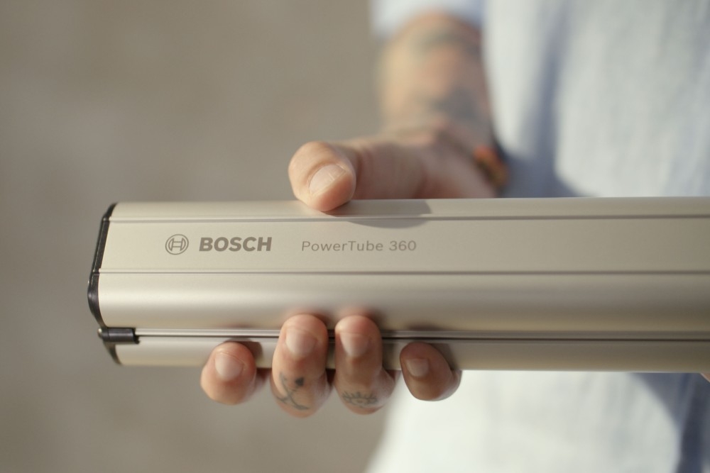 Bosch PowerTube 360 Akku für kompakte Bauweise und zuverlässige Reichweite.
