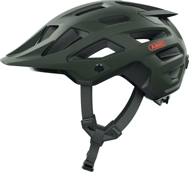 Entdecken Sie den ABUS Moventor 2.0 Helm in stylischem Pine Green. Ideal für Mountainbiker, bietet hervorragende Be